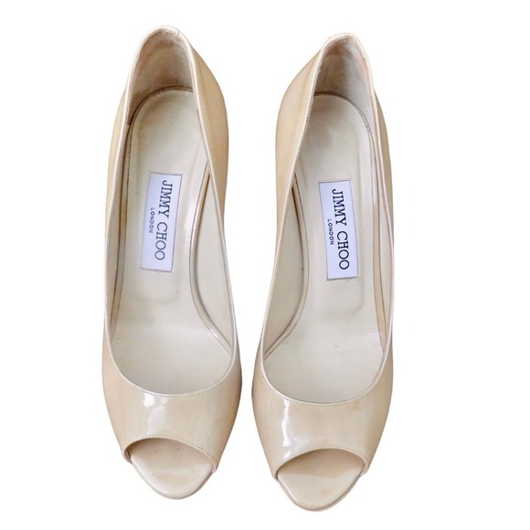 Jimmy Choo Shoes - Jimmy Choo Peep Toe Pump - Tan - Size 37